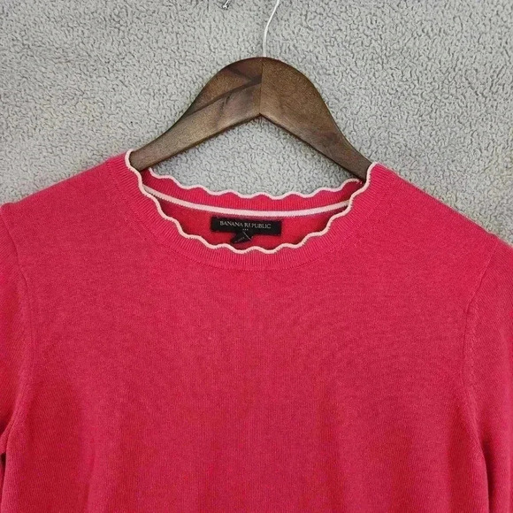 Banana Republic Crewneck pullover Sweater Women's M Cotton Blend Pink - Picture 3 of 7